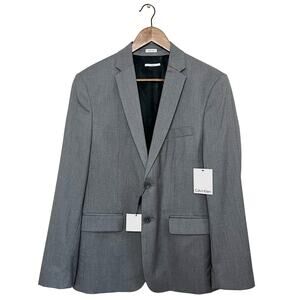 NEW Calvin Klein Men's Slim Fit Suit Blazer Jacket M with Short Length in Grey